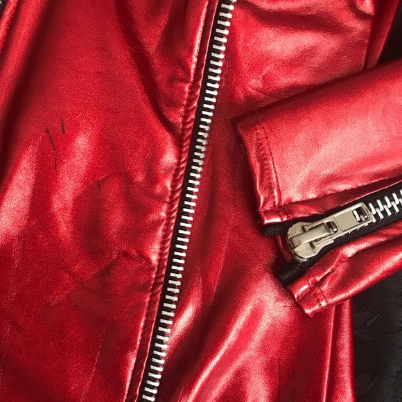 LA Roxx Red Metallic Rocker Pleather Playsuit - Picture 3 of 5